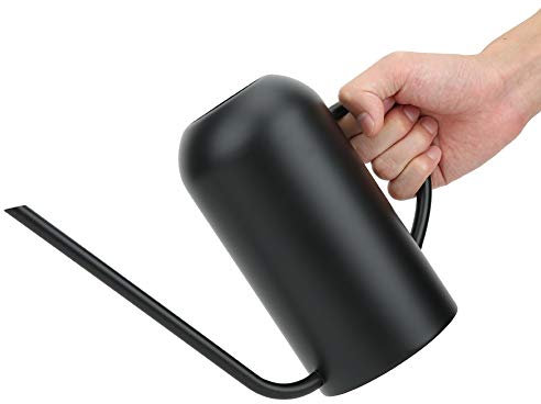 CHICIRIS Gießkanne für Zimmerpflanzen - 1,5L Edelstahl Gießkanne mit langem Auslauf für Gartenblumenpflanzen Bonsai Bewässerungswerkzeug, Schwarz