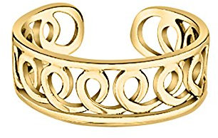 Marlogendo Damen Zehenring mit Unendlichkeitssymbol, verstellbar, 14 Karat Gelbgold, 925er Sterlingsilber, breiter Midi-Ring, trendiger Curl-Zehenring