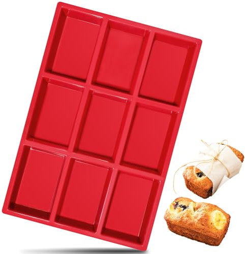 webake Molde para pan pequeño de silicona para hornear pasteles Molde rectangular de silicona para mini pan para brownie, chocolates, dulces, jabón, 31,5 x 21 x 3 cm, Cantidad: 1 pieza