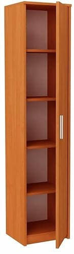 MATKAM Schmaler Schrank Schlafzimmer - Mehrzweckschrank B40 H182 T35cm - Regal Schmal mit Türen - Kleiderschrank mit 4 Bretter - Allzweckschrank für Schlafzimmer, Wohnzimmer, Büro - Erle