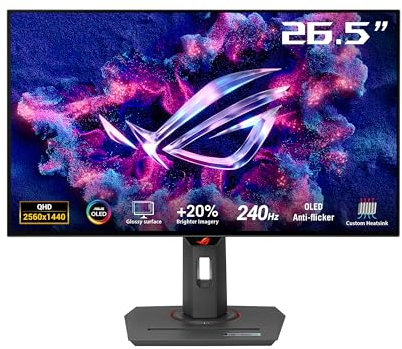 ASUS ROG Strix OLED XG27AQDMG - Monitor Gaming WOLED 27 Pulgadas 1440P, 240 Hz, 0,03 ms, disipador Personalizado, Antiparpadeo, Care, Brillo Uniforme, G-Sync, DisplayWidget Center