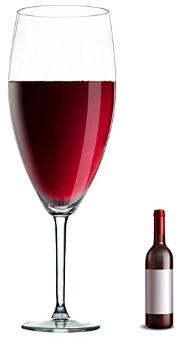 The Wine Savant Giant Wine Glass – Oversized Hand Blown Crystal Goblet | Home Bar, Party, Event Decor | Single Piece | 32 Inch, 3.7 Gallon | Clear Mega Pint Novelty Stemware Display Centerpiece