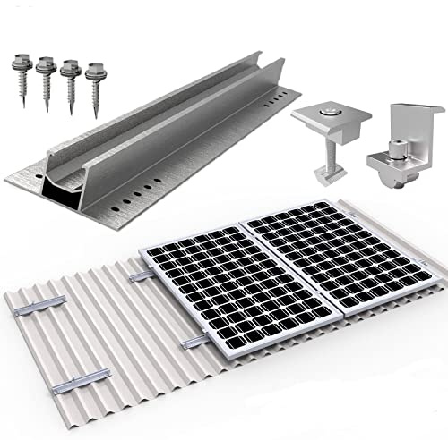 Módulo solar de aluminio, sistema de fijación, chapa trapezoidal, riel de fijación PV, riel de fijación de 400 mm, abrazadera final de 30 mm, juego de fijación para 4 módulos solares