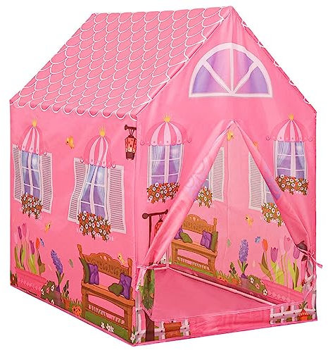 vidaXL Spielzelt für Kinder Bällebad Kinderzelt Babyzelt Spielhaus Zelt mit Tragetasche Schloss-Design für Indoor Outdoor Rosa 69x94x104cm