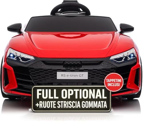 Macchina Elettrica Per Bambini Audi RS e-Tron Auto Elettrica Per Bambini Telecomandata Sedile In Pelle Porte Apribili Macchina Per Bambini Elettrica 12V Carico 25 Kg TOYSCAR (rosso)