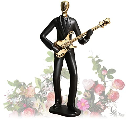 FIYSON Kreative handgemachte Musiker Skulptur Figuren,Gitarrist Skulptur,Polyresin Geige Mädchen Figur,Tanzen Arts Statue Dekor Geschenke für Wohnzimmer/Schlafzimmer/Büro Tischdeko (Gitarre)