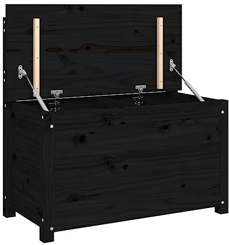 vidaXL Bänk svart 80x41x77 cm massiv furu, sittbänk, hallbänk, bänk förvaring, sittbänkar, hallbänkar, bänkar förvaring, förvaring bänk