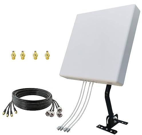 High Gain 4G LTE 5G Outdoor MIMO Directional Antenna, 600-6000 MHz Range, Compatible with 5G 4G Router, N-SMA Output with TS9 Adapter, Includes 10 m Low-Loss Cable, for WiFi 5G 4G LTE Router and