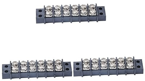 Mikikit 3pcs Double Row Terminal Block Position for Wire Screw Connector Electric Barrier Terminal Strip Panel Block for Wiring