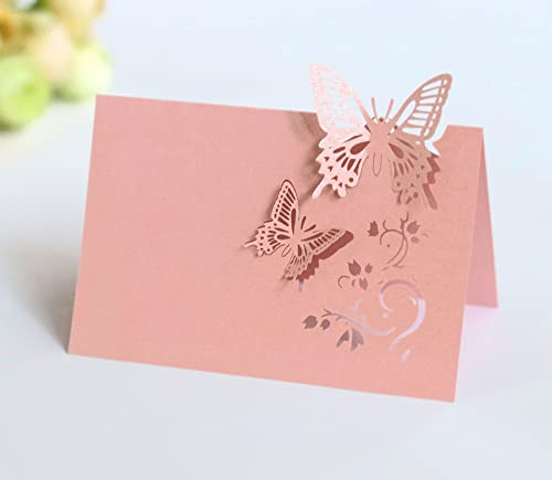 SYSUII Segnaposto con nomi, 50 pezzi, taglio laser 3D, farfalle, segnaposto vuoti con numero di posto a sedere, per matrimonio, compleanno, comunione, presentazioni, fai da te, decorazione tavola