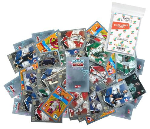 Bundle mit Topps Match Attax Bundesliga - 2023/24-50 Verschiedene, zufällige Karten + Exklusive Collect-it Hüllen