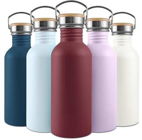 Bambaw Trinkflasche Edelstahl Kinder 500ml, Nicht-isolierte Trinkflasche Rot, Edelstahl Fahrrad Trinkflasche, Edelstahl Trinkflasche 500ml – Kirschrot