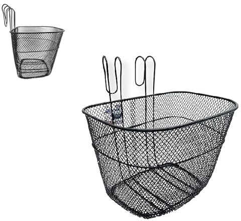 Oceano Cestino per bicicletta anteriore universale per adulti e bambini cestello portaoggetti metallo plastificato antiruggine impermeabile da appendere al manubrio (Piccolo)