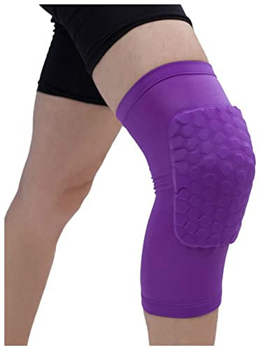 DUnLap Leg Set 1PC Honeycomb Knee Pads Basketball Sport Kneepad Volleyball Knee Protector Brace Support Football Compression Leg Sleeves Gym Leggings Set(Purple,M)