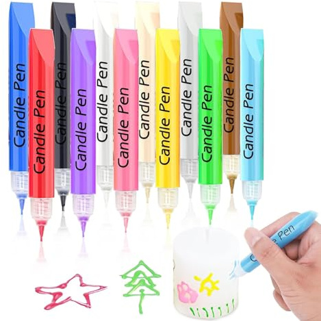Ronoza® 12 Stück Wachsstifte für Kerzen, Candle Pen, Bemalen Set, Taufkerze Selber Machen, Kerzenstifte zum Verzieren, je 10 ml, Grundfarbe