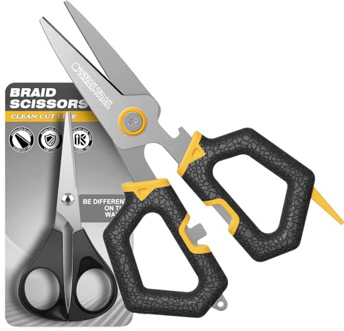 SNAIL TRAIL - Set of 2 Braided Fishing Scissors, 6 & 4.5, Serrated Stainless Steel Fishing Scissors for Saltwater, Fish Wire Cutters