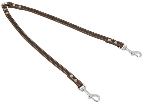 JACK AND VANILLA, Doppelleine für Hunde, Modell aus geöltem Leder, braune Farbe, Größe 10 mm x 40 cm