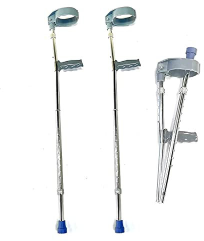 HIARAN Unterarmgehstützen für Erwachsene mit Riemen, verstellbar, durchgehende Manschette, höhenverstellbar, Gehstöcke aus Aluminium für unterwegs oder die Arbeit, faltbar/schwarz Lucky Star