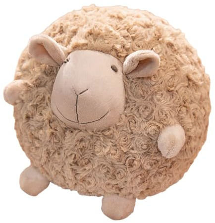 champracer Niedliche runde Lammkissen Premium Schaf Kuschelkissen Dekokissen Plüschtier Spielzeug für Mädchen Jungen Spielzeug (Kamel Augen offen,33cm)