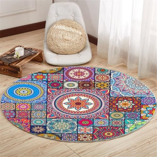 DJHWWD Bodenmatte Kinder balkonteppich Outdoor Schlafzimmer runder Blauer Teppich Arbeitszimmer maschinenwaschbarer Auslegware Kaffeetisch 40X40CM