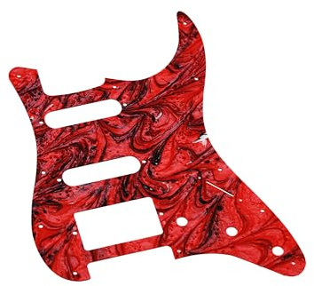 Guyker 11-Loch-Gitarren-Pickguard, Harz, Strat ST-Stil, HSS, Schlagschutz, Abdeckung für E-Gitarre, Ersatzteil, PG004, Rot