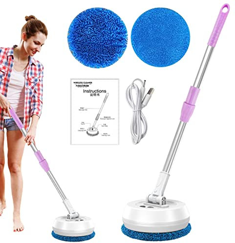 Trapeador giratorio eléctrico con limpiador inalámbrico de pisos, cepillo de limpieza inalámbrico, rotación de 180°, barrido de potencia para baño y vidrio