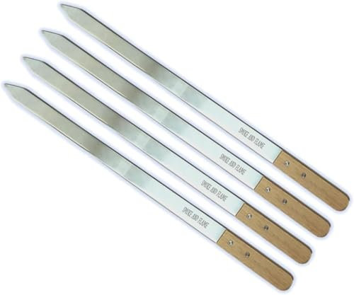 Spiedini piatti extra larghi per kebab in metallo, per barbecue, 60 cm di lunghezza, 23 mm di larghezza, 2 mm di spessore, in acciaio inox con design e qualità superiori, set di 4 ideali per shish