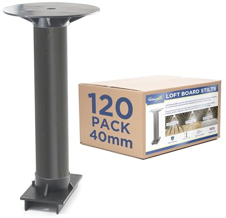 Homemate® Loft Board Stilts - Loft Attic Board Raising Kit for Extra Insulation Storage Raised Flooring Loft Spacing Legs (40mm - 120 Pack)
