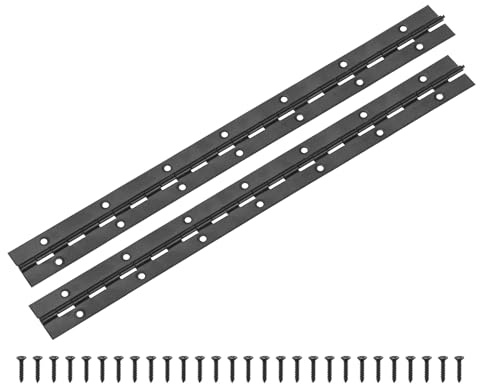 M METERXITY 2er Pack Klavierbänder 14 Zoll / 350mm Edelstahl Klavierband Mit Löchern Und Schrauben Für Aufbewahrungskisten [1 2x 0 04/ 30x 1mm Offene Breite Dicke Schwarz]