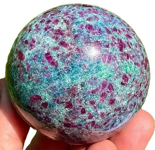 SUPBEI Bola de Cristal de Piedra Preciosa Verde roja Natural, Piedra curativa Artesanal para meditación, decoración del hogar, brujería, Equilibrio de Chakra,2.76in(7cm)