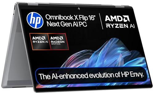 HP OmniBook X Flip NGAI 16 Laptop | CoPilot+ PC | AMD Ryzen AI 5 340 Processor | 16GB RAM | 512GB SSD | AMD Radeon 840M Graphics | 2K Touchscreen | Up to 21 Hrs Battery | Windows 11 | 16-ar0004sa