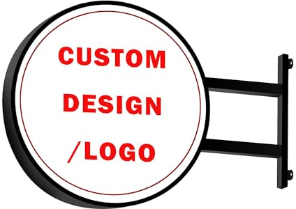 Personalized LED Double Sided Light Box Custom Round Light Box Store Front Sign Illuminated Billboard Led Logo Sign for Business,Shop,Cafe,Bar,Hotel