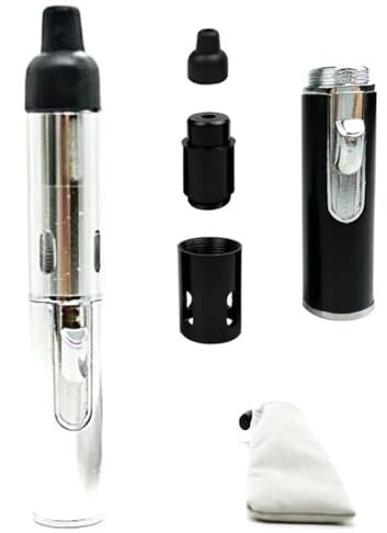 Metal Tobacco Pipe Aroma Lighter with Volcanic Rock, Multi-purpose Portable Handheld All-in-One Tube Built-In Detachable Refillable Butane Pipe Lighter for Camping Outdoor BBQ Hiking(Silver)