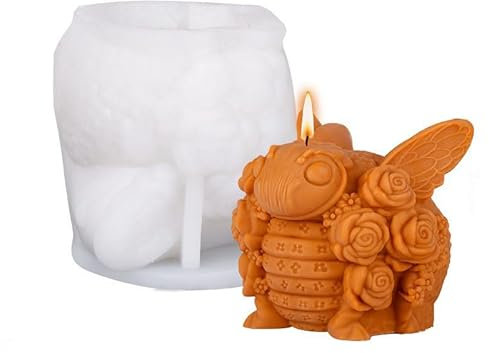 Xidmold Bienen/Käfer-Silikonform Set - 3D Zylinderform für Kerzen, Seifen & Harzkunst - Hummel & Käfer Dekoformen für DIY Projekte, Aromatherapie & Heimdekoration (B)