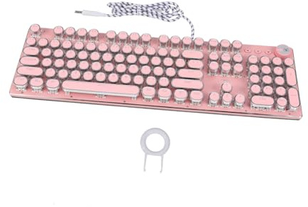SHINEOFI Clavier Mécanique Punk Rétro et Ergonomique Clavier Filaire pour Ordinateur Portable Design Vintage Confortable et Antidérapant pour Gamers et Dactylographes
