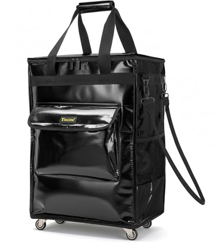 BALEINE Reusable Grocery Bags on Wheels, Rolling Tote Bag, Shopping Trolley, Large Backpack Shopping Carts for Groceries (14x8.5x22, Black)