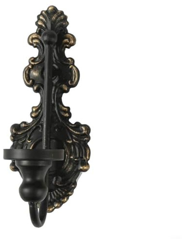 Violiica Wand-Kerzenhalter aus Gusseisen, Vintage-Stil, Antik-Weiß, konische Kerzenleuchter für Wohnzimmer, Schlafzimmer oder Flur, 23 x 9 cm (schwarz)