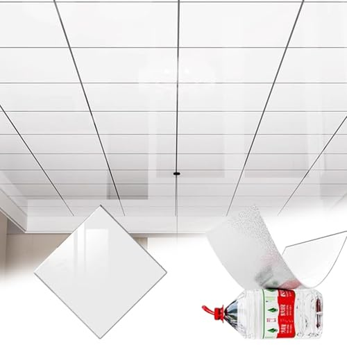 Panel Decorativo Pared y Techos Paneles de Techo de Espuma de PVC Blanco Autoadhesivos e Impermeables para Techos Suspendidos, Insonorizados, Que Cubren Grietas y Manchas para Decoración(5pcs)
