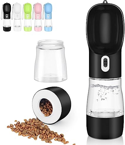 Gourde Chien Portable Gourde Chien Promenade 258 ML, Noir | 2 en 1 Gourde pour Chien, idéal pour les promenades, pour Les Promenades Les Voyages et La Randonnée