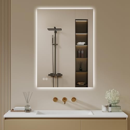 Archaluxe Badspiegel-mit-Beleuchtung 50x70cm - LED Badezimmerspiegel Badezimmer Spiegel mit Beleuchtung, Touch-Schalter, Dimmbar, 3 Lichtfarben - Wandspiegel Led Spiegel Bad - Horizontal/Vertikal