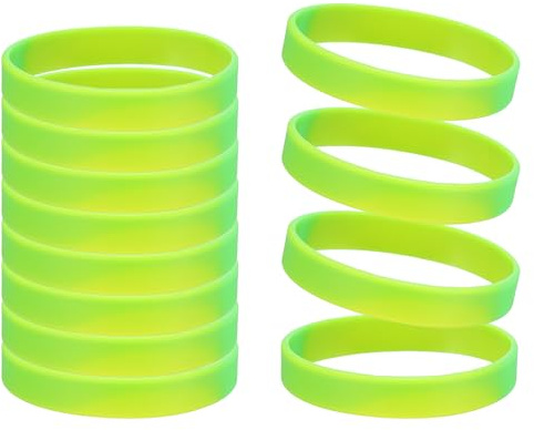 YELARXI Color Pattern Rubber Bracelets Wristbands, Silicone Bracelets Wristbands for Adults Wrist Band 12 Pcs & Mixed Green Yellow-Fitting for Both Men and Women