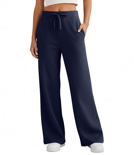 Neteson Pantalones de Yoga Mujer Cintura Alta Pantalones Chándal Anchos | Deportivos Pantalones de Pierna Ancha Elástico Casual Entrenamiento Jogging