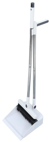 HOMSFOU Escoba y Recogedor Plegables de Acero Inoxidable Mango Largo Desmontable, Cepillo Peine Giratorio y Dientes, Diseño Compacto para Limpieza en Cocina y Vestíbulo