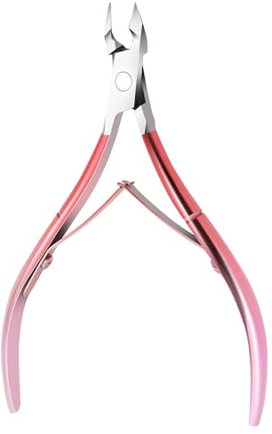 Puppyoyo - Cortacutículas profesional, cortador de cutículas de acero inoxidable, rosa, doble resorte, con bolsa de almacenamiento