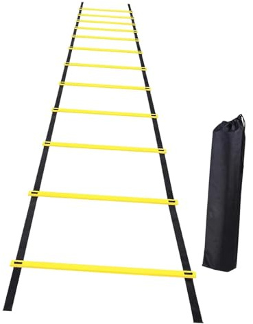 QLoztyse Koordinationsleiter, Geschwindigkeitsleiter, Fitness Fußtraining, Multifunktional, mit Aufbewahrungstasche, Rugby, Outdoor Sport, Sofort Aufbaubar, FA
