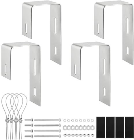 SUPAWAY 4x Balkonkraftwerk Halterung Eckige Haken Solarmodul Halterung Balkon 304 Edelstahl PV Modul Haken, Solar Balkonhalterung mit Montagezubehör für Solarmodule Balkongelände, Flachdach,Wohnmobile