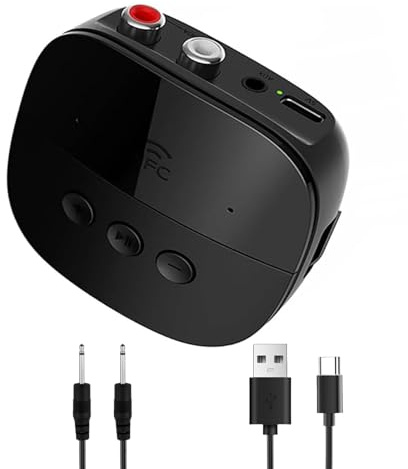 Bluetooth 5.2 ljudadapter, med 3,5 mm AUX-port och RCA-ingång, Bluetooth-mottagarmottagare, Bluetooth 5.2 ljudadapter för stereosystem högtalare förstärkare bilradio-hörlurar