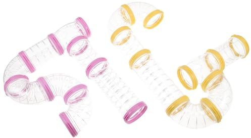 Angoily 2 Ensembles Tunnel en Plastique pour Hamster et Petits Animaux, Tube Résistant la Mastication avec Raccord Transparent, Compatible Généralement pour Cage et Jeu