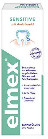 elmex Mundspülung Sensitive 100ml – Mundspülung für Extraschutz vor schmerzempfindlichen Zähnen und Zahnhalskaries – für die tägliche Zahnreinigung ohne Alkohol mit Minzgeschmack