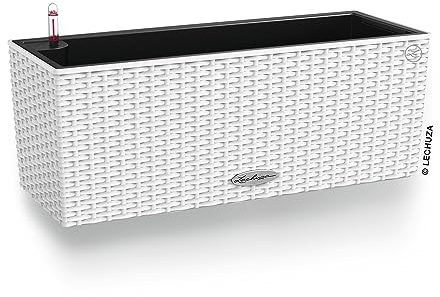 LECHUZA BALCONERA Cottage 50 planteringskruka med bevattningssystem, vit, 50 x 19 x 19 cm